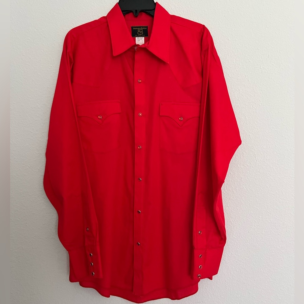 Vintage 70s Vibrant Red Western Pearl Snap Shirt Cowboy Work Shirt Rockabilly
